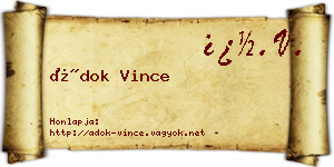 Ádok Vince névjegykártya