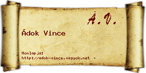 Ádok Vince névjegykártya